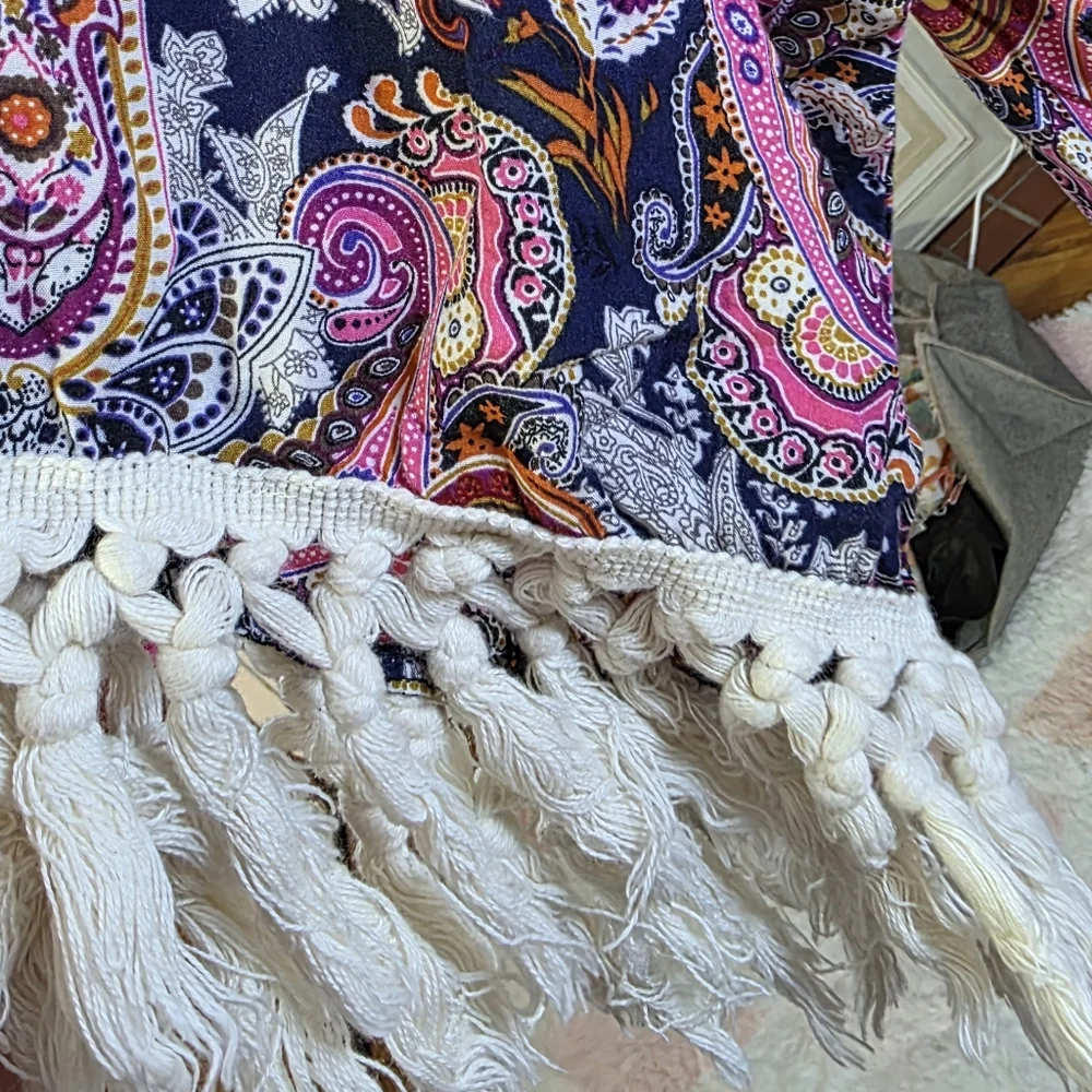 Umgee Multicolor Paisley Kimono Fringe Sz Small Medium - Picture 5 of 8